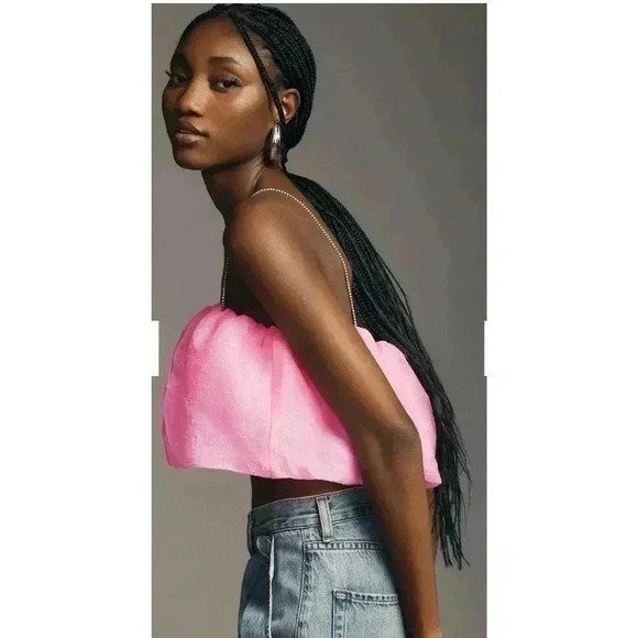 NWT Anthropologie Maeve Diamond Strap Pink Crop Top Size Large - Picture 1 of 7